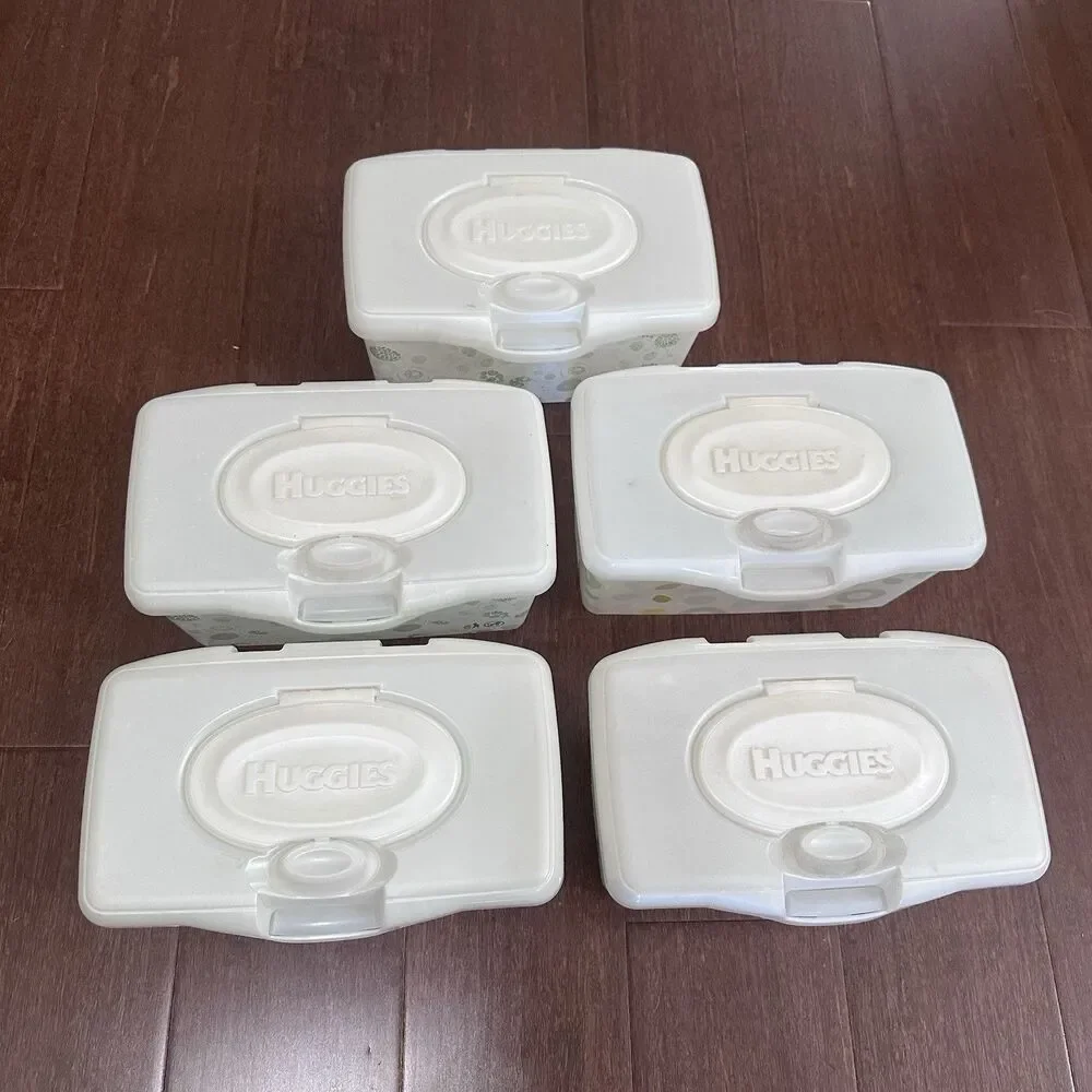 Huggies Baby Wipes Lot Of 5 EMPTY Containers Blue Green Pop Up Refillable